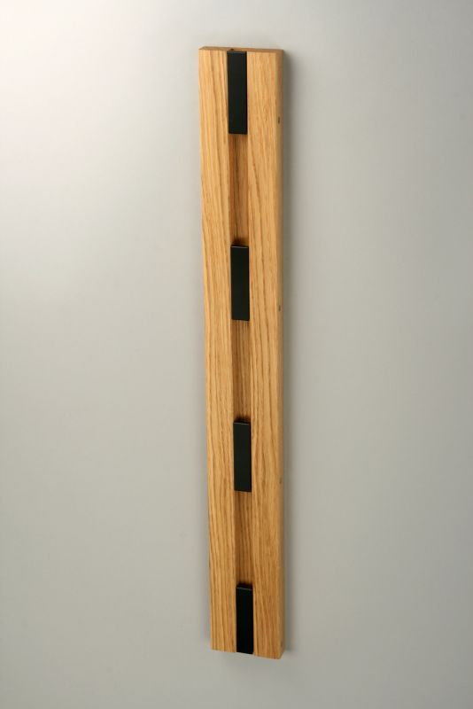 Knax Wall Coat Rack Vertical 4 Hooks Oak Oiled-Black Loca SINGLE PIECES
